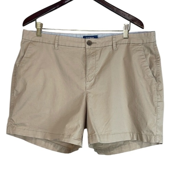 Old Navy Everyday Khaki Shorts 5" Bermuda Cotton Twill Rolled Oats Size 16 - Picture 2 of 11